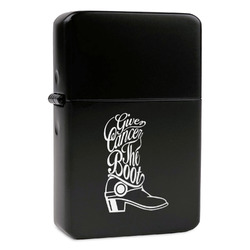 Fighting Cancer Quotes and Sayings Windproof Lighter - Black - Single Sided & Lid Engraved