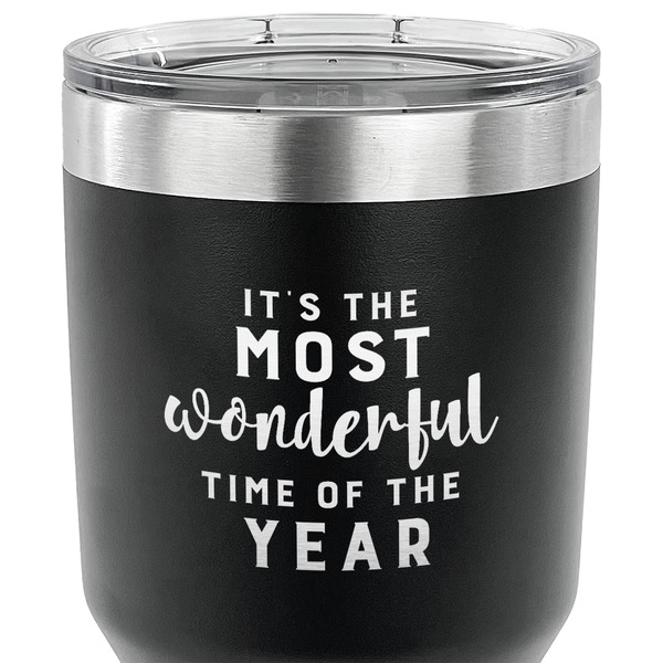 Christmas Quotes and Sayings 30 oz Stainless Steel Ringneck Tumbler - Black - CLOSE UP