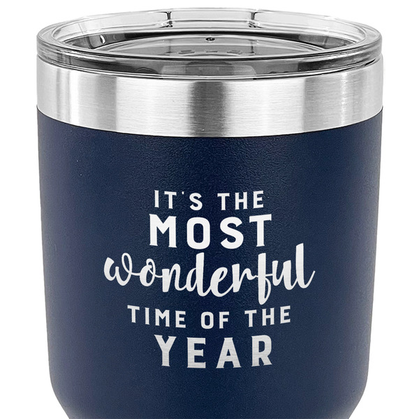 Christmas Quotes and Sayings 30 oz Stainless Steel Ringneck Tumbler - Navy - CLOSE UP