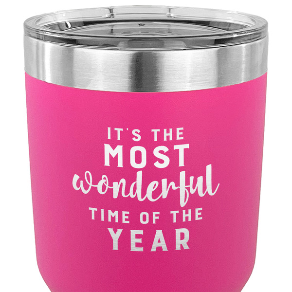 Christmas Quotes and Sayings 30 oz Stainless Steel Ringneck Tumbler - Pink - CLOSE UP