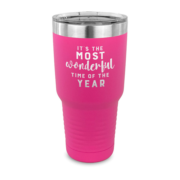 Christmas Quotes and Sayings 30 oz Stainless Steel Ringneck Tumblers - Pink - FRONT