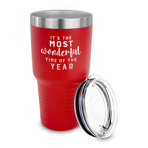 Christmas Quotes and Sayings 30 oz Stainless Steel Ringneck Tumblers - Red - LID OFF