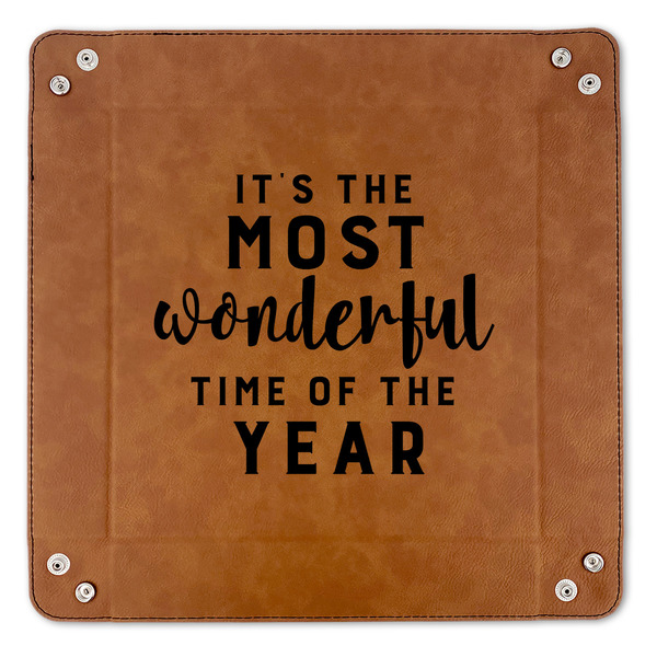 Christmas Quotes and Sayings 9" x 9" Leatherette Snap Up Tray - APPROVAL (FLAT)