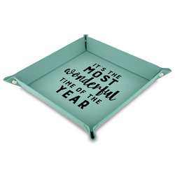 Christmas Quotes and Sayings 9" x 9" Teal Faux Leather Valet Tray