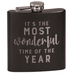 Christmas Quotes and Sayings Black Flask Set (Personalized)