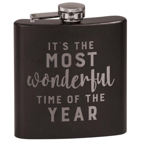 Custom Christmas Quotes and Sayings Black Flask Set