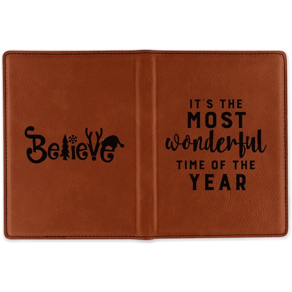 Christmas Quotes and Sayings Cognac Leather Passport Holder Outside Double Sided - Apvl
