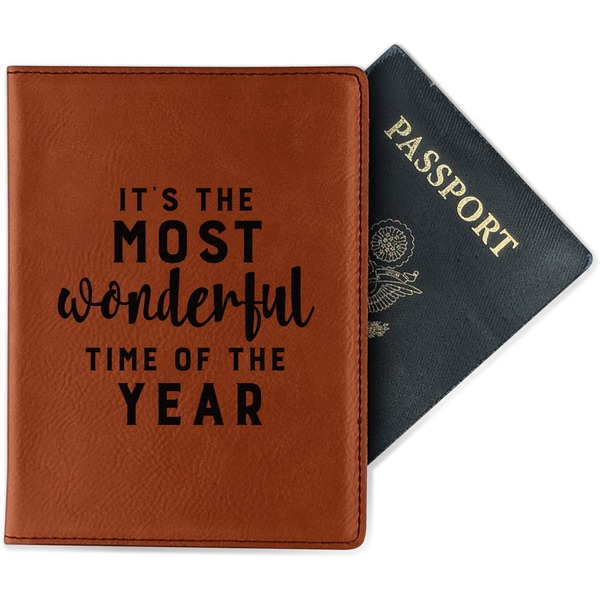Custom Christmas Quotes and Sayings Passport Holder - Faux Leather - Single Sided