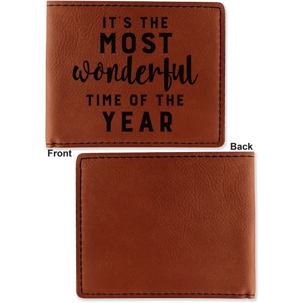 Christmas Quotes and Sayings Cognac Leatherette Bifold Wallets - Front and Back Single Sided - Apvl