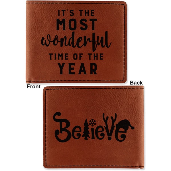 Christmas Quotes and Sayings Cognac Leatherette Bifold Wallets - Front and Back