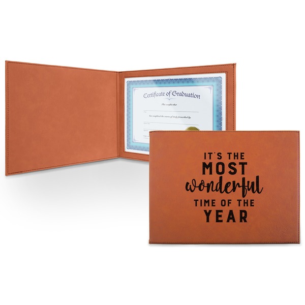 Custom Christmas Quotes and Sayings Leatherette Certificate Holder - Front