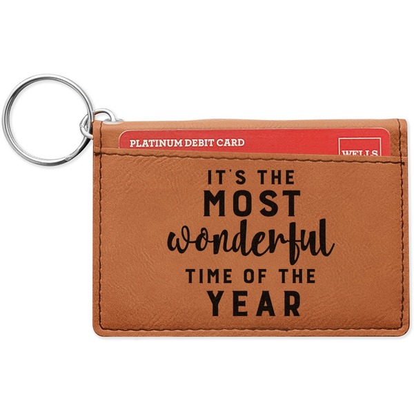 Custom Christmas Quotes and Sayings Leatherette Keychain ID Holder - Single Sided