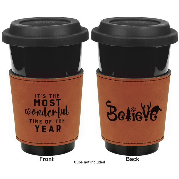 Christmas Quotes and Sayings Cognac Leatherette Mug Sleeve - Double Sided Apvl