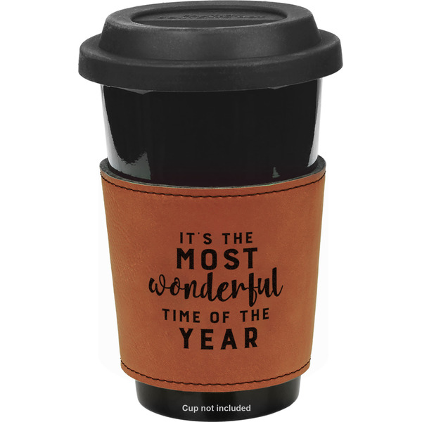 Custom Christmas Quotes and Sayings Leatherette Cup Sleeve - Double Sided