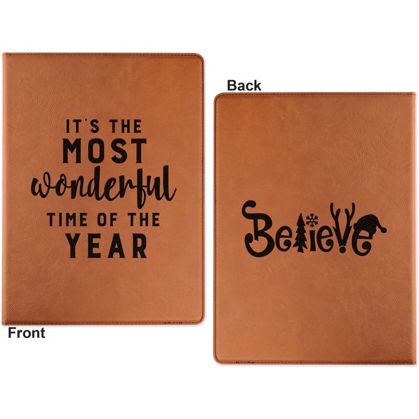 Christmas Quotes and Sayings Cognac Leatherette Portfolios with Notepad - Large - Double Sided - Apvl