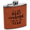 Christmas Quotes and Sayings Cognac Leatherette Wrapped Stainless Steel Flask
