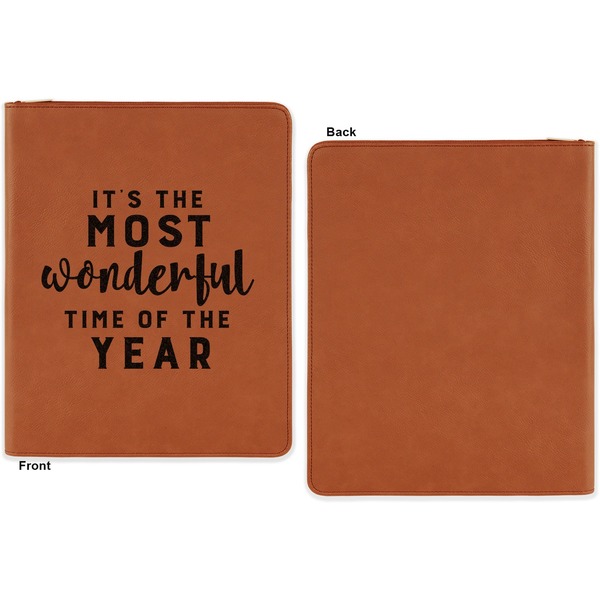 Christmas Quotes and Sayings Cognac Leatherette Zipper Portfolios with Notepad - Single Sided - Apvl