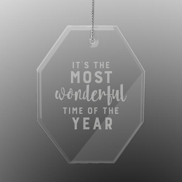 Custom Christmas Quotes and Sayings Engraved Glass Ornament - Octagon