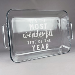 Christmas Quotes and Sayings Glass Baking Dish with Truefit Lid - 13in x 9in
