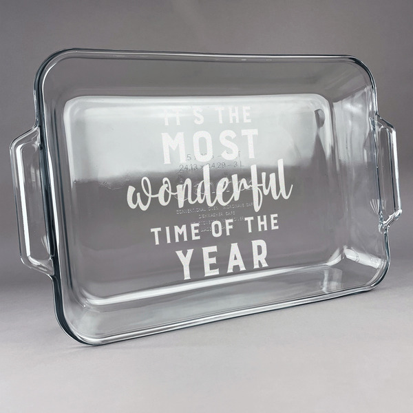 Custom Christmas Quotes and Sayings Glass Baking Dish with Truefit Lid - 13in x 9in