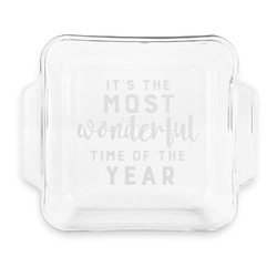Christmas Quotes and Sayings Glass Cake Dish with Truefit Lid - 8in x 8in
