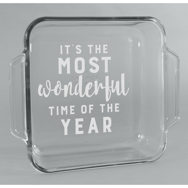 Custom Christmas Quotes and Sayings Glass Cake Dish - 8in x 8in