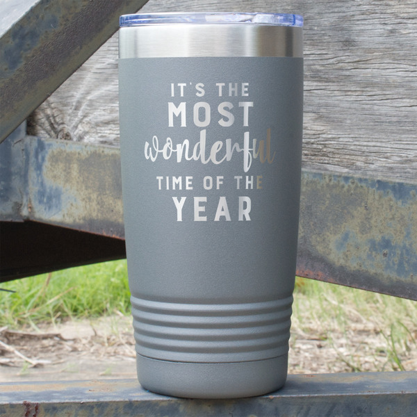 Custom Christmas Quotes and Sayings 20 oz Stainless Steel Tumbler - Grey - Single Sided