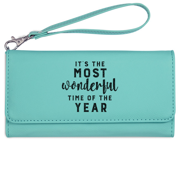 Custom Christmas Quotes and Sayings Ladies Leatherette Wallet - Laser Engraved- Teal