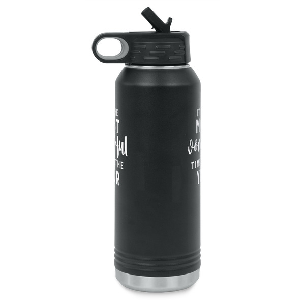 Christmas Quotes and Sayings Laser Engraved Water Bottles - Front & Back Engraving - Side View