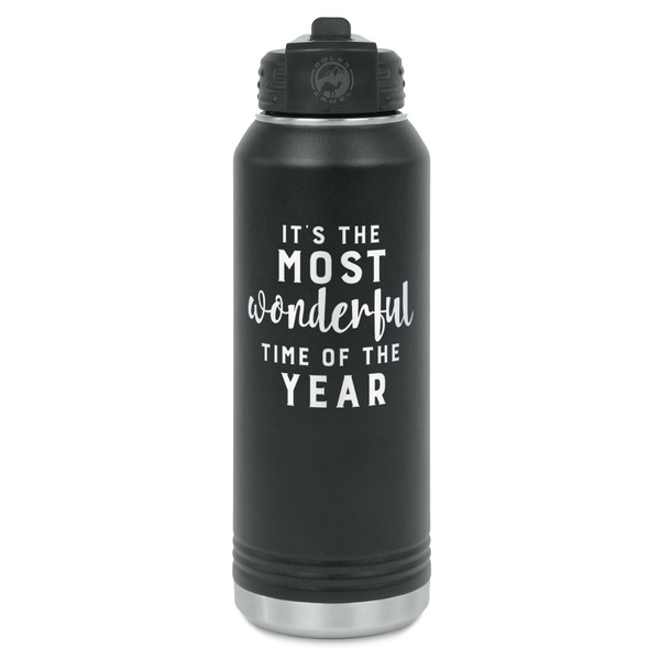 Custom Christmas Quotes and Sayings Water Bottle - Laser Engraved - Front