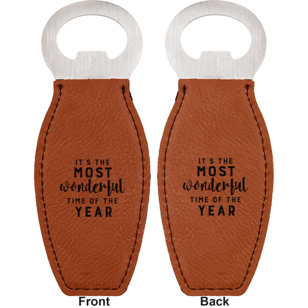 Christmas Quotes and Sayings Leather Bar Bottle Opener - Front and Back