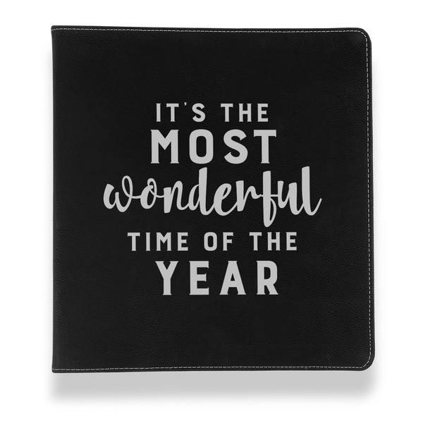 Custom Christmas Quotes and Sayings Leather Binder - 1" - Black