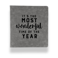 Christmas Quotes and Sayings Leather Binder - 1" - Grey