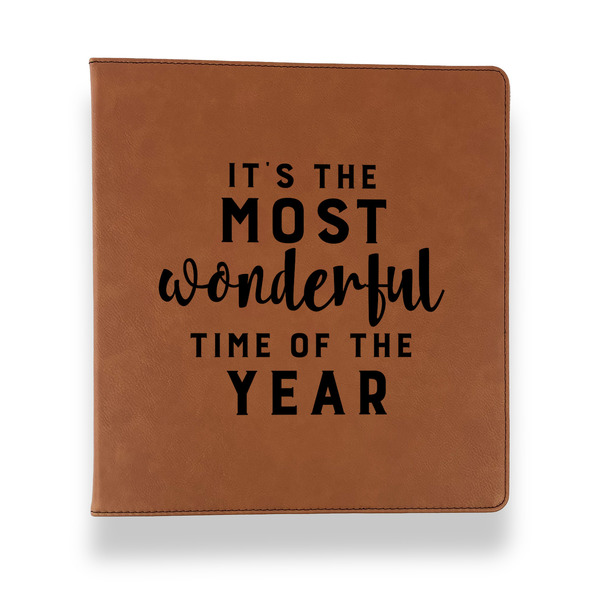 Custom Christmas Quotes and Sayings Leather Binder - 1" - Rawhide
