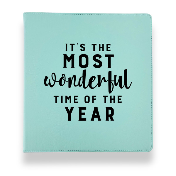 Custom Christmas Quotes and Sayings Leather Binder - 1" - Teal