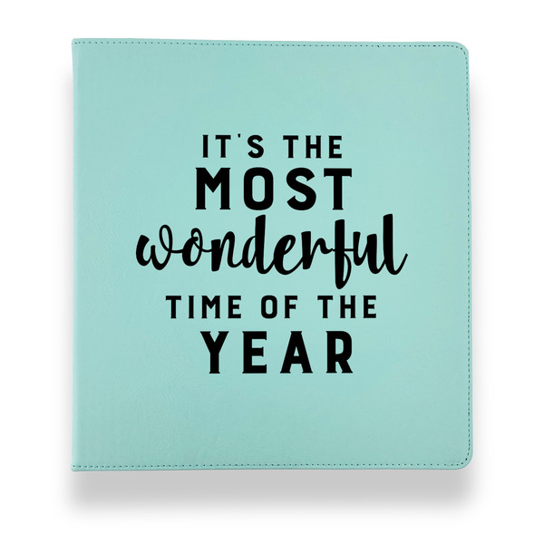 Christmas Quotes and Sayings Leather Binders - 1" - Teal - Front View