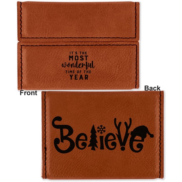 Christmas Quotes and Sayings Leather Business Card Holder - Front Back