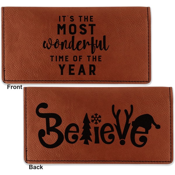 Christmas Quotes and Sayings Leather Checkbook Holder Front and Back