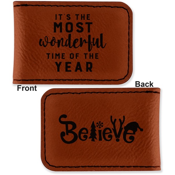 Christmas Quotes and Sayings Leatherette Magnetic Money Clip - Front and Back