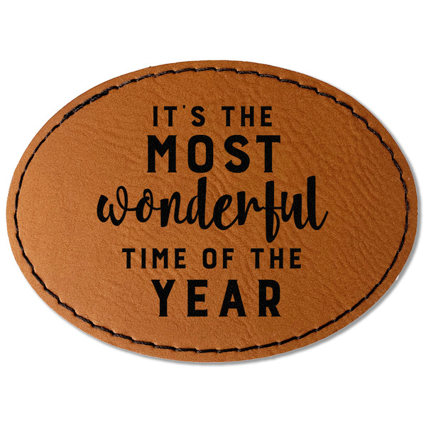 Custom Christmas Quotes and Sayings Faux Leather Iron On Patch - Oval