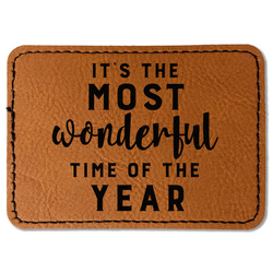 Christmas Quotes and Sayings Faux Leather Iron On Patch - Rectangle