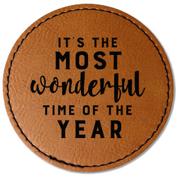 Christmas Quotes and Sayings Faux Leather Iron On Patch - Round