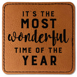 Christmas Quotes and Sayings Faux Leather Iron On Patch - Square