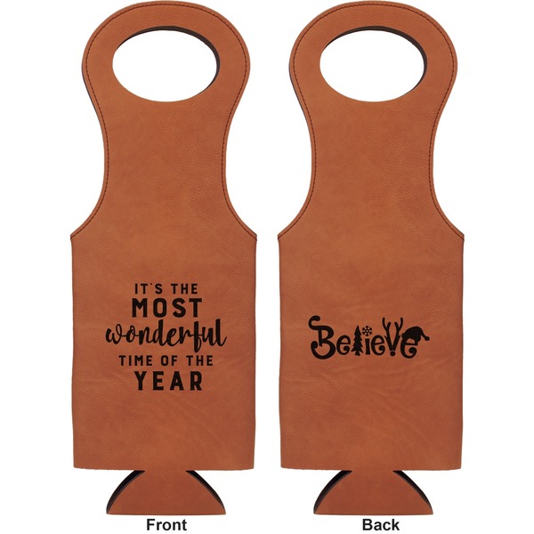 Christmas Quotes and Sayings Leatherette Wine Tote Double Sided - Front and Back