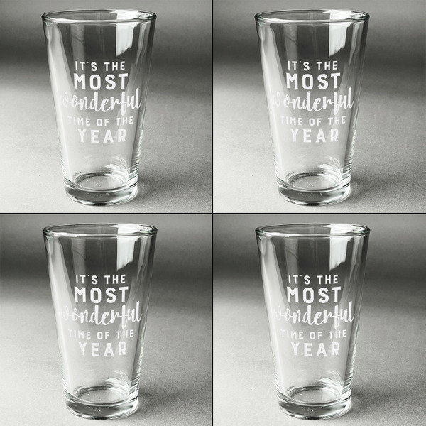 Christmas Quotes and Sayings Set of Four Engraved Beer Glasses - Individual View