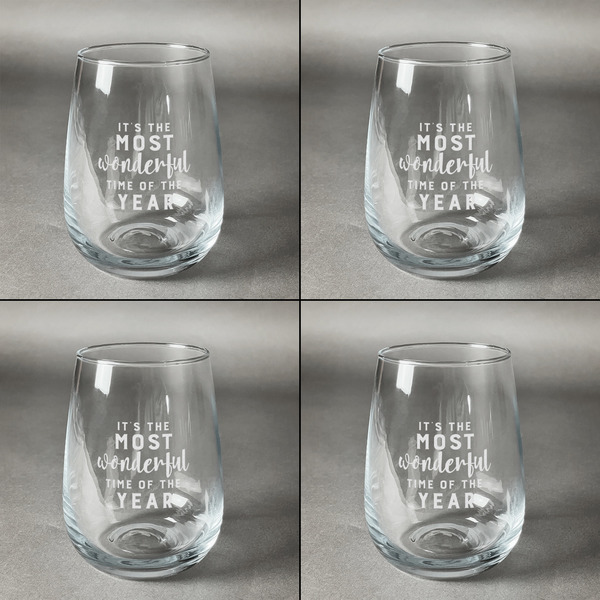 Christmas Quotes and Sayings Set of Four Personalized Stemless Wineglasses (Approval)