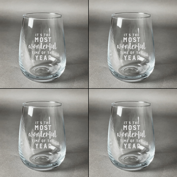 Christmas Quotes and Sayings Set of Four Personalized Stemless Wineglasses (Approval)