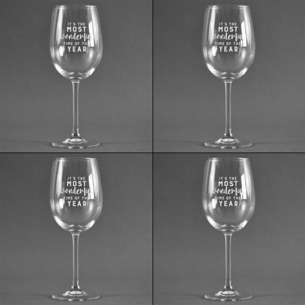 Christmas Quotes and Sayings Set of Four Personalized Wineglasses (Approval)