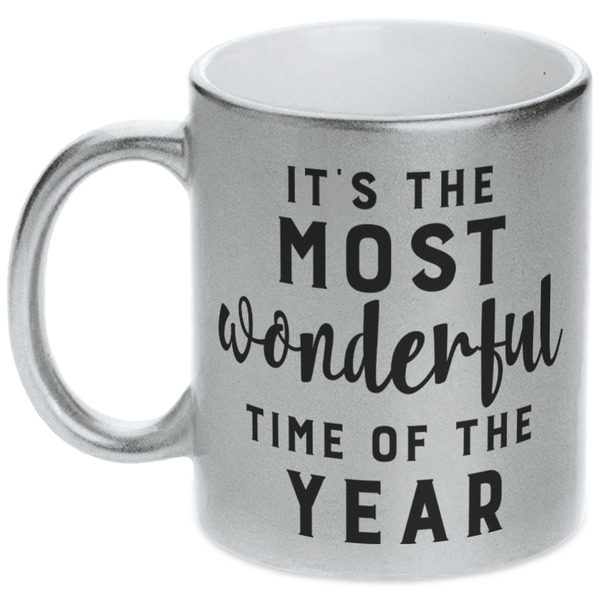 Custom Christmas Quotes and Sayings Metallic Silver Mug