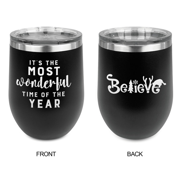 Christmas Quotes and Sayings Stainless Wine Tumblers - Black - Double Sided - Approval